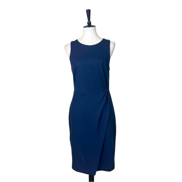 Banana Republic Sheath Dress Knot Front Sleeveless Navy Blue Women’s Size 8 - Picture 1 of 13